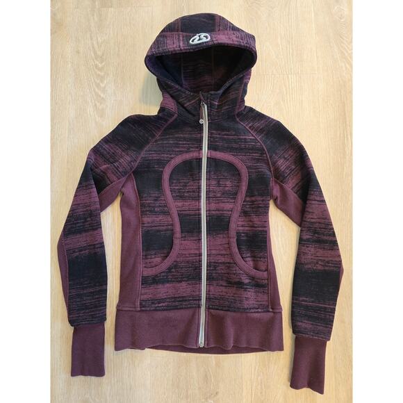 Lululemon Scuba Hoodie II Thick Fleece Zip Up Jacket Sz 6 Purple Black - Picture 2 of 4